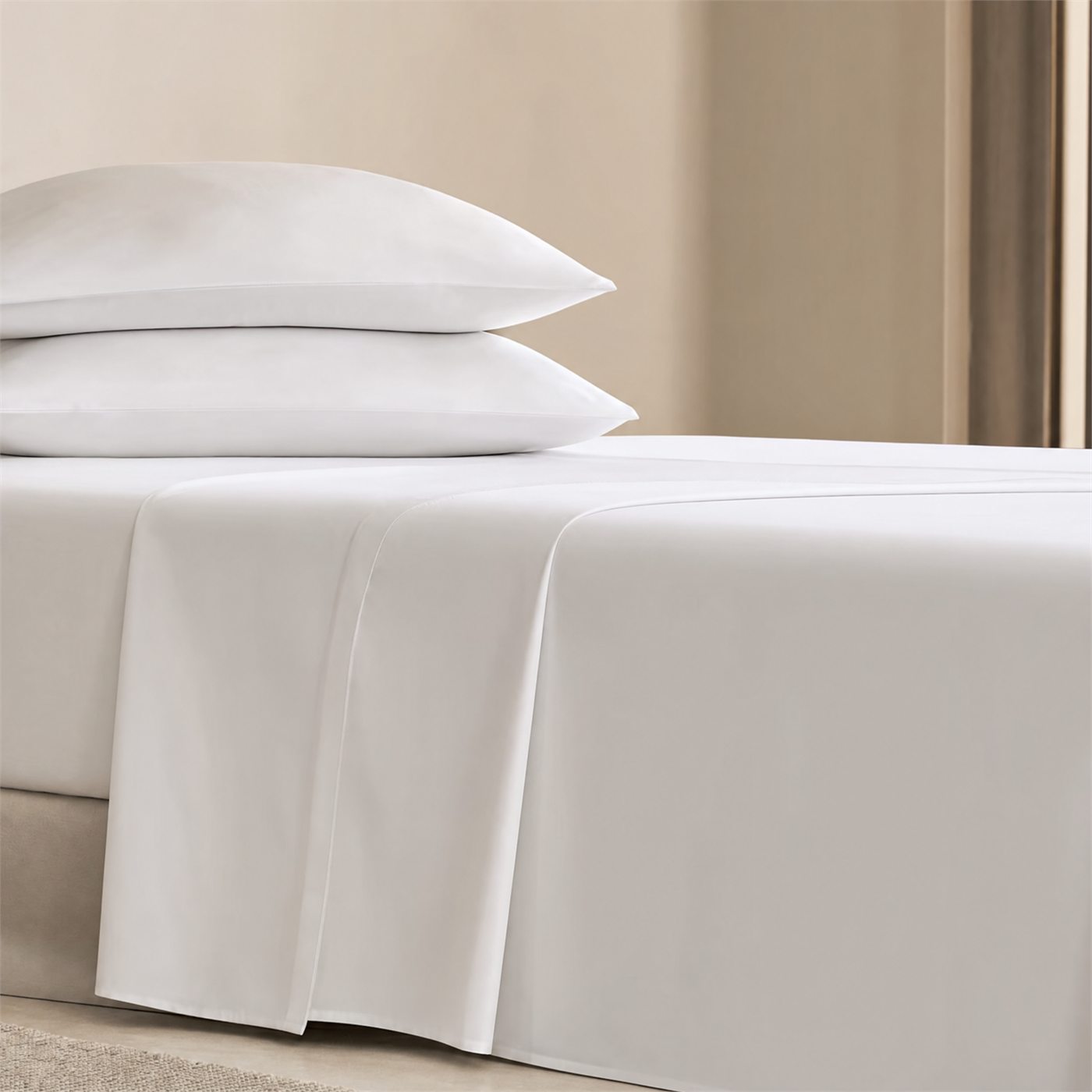 100% Cotton Hotel White Percale Bed Sheet